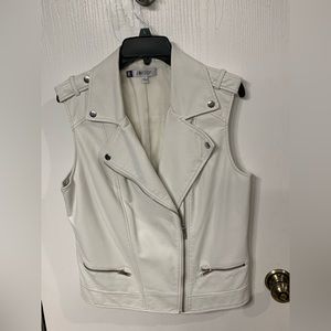 Off-white faux-leather vest